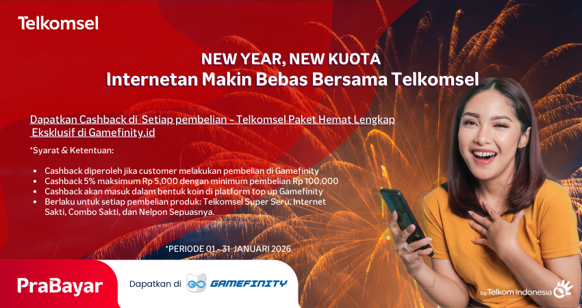 Promo Cashback Kuota Telkomsel Gamefinity Januari 2026
