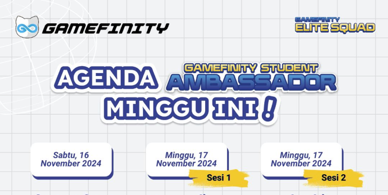 Jadwal Gamefinity Student Ambassador Minggu Ke-2