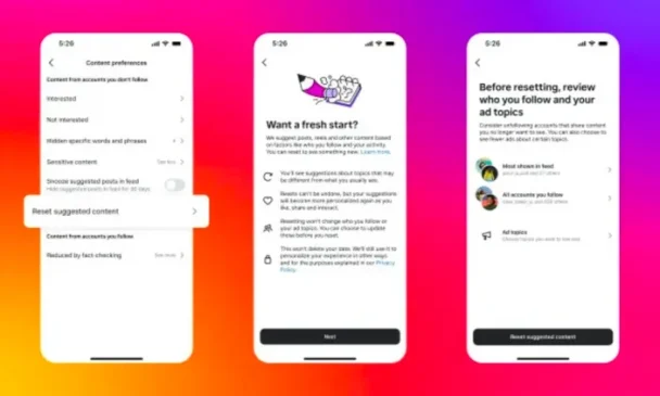 Update fitur Instagram terbaru yaitu fitur reset algoritma Instagram.