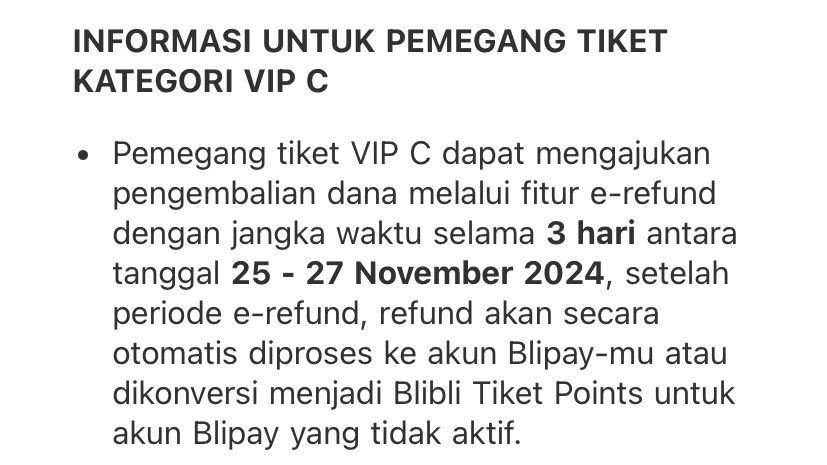 Tiket kategori VIP C