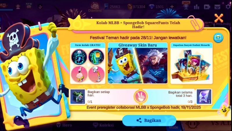 Event Skin Kolaborasi MLBB x Spongebob